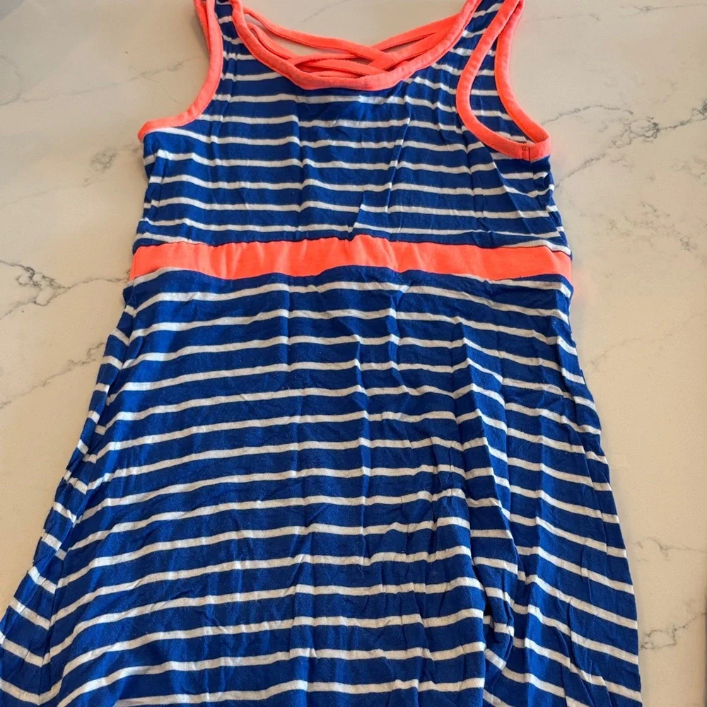 Charming Blue and White Striped Kids Dress Set